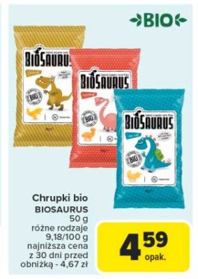 Chrupki kukurydziane bezglutenowe ser Biosaurus promocja