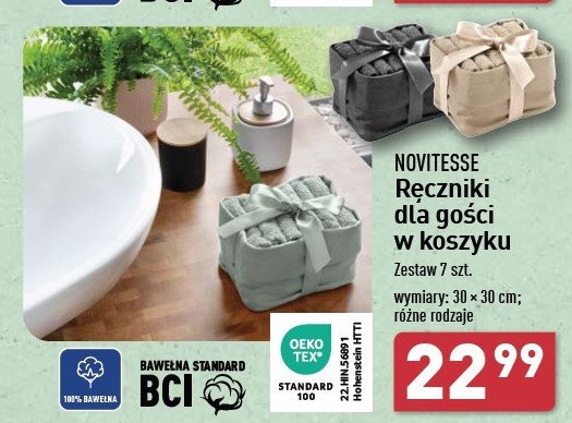 Ręczniki w koszyku 30 x 30 cm Novitesse promocja