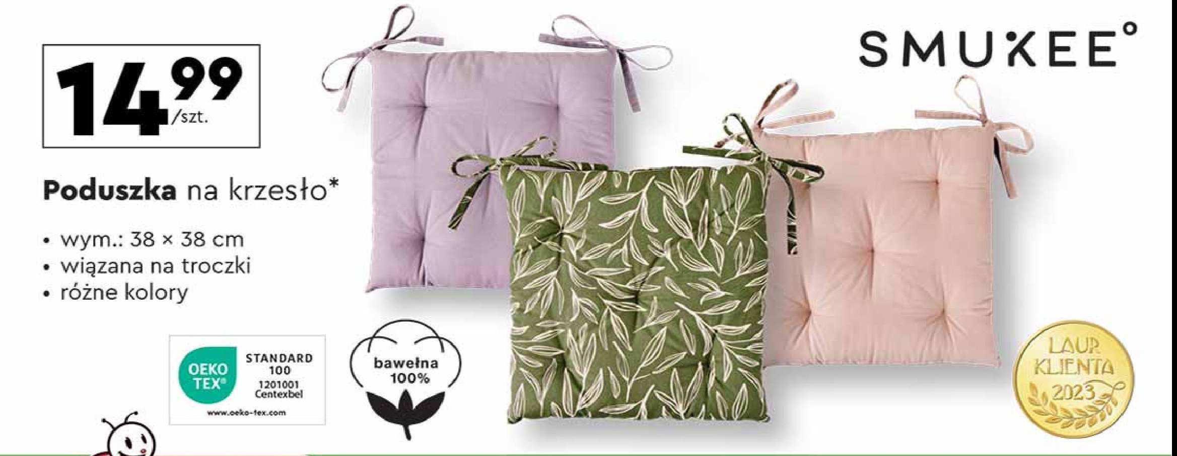 Poduszka na krzesło 35 x 38 cm Smukee home promocja