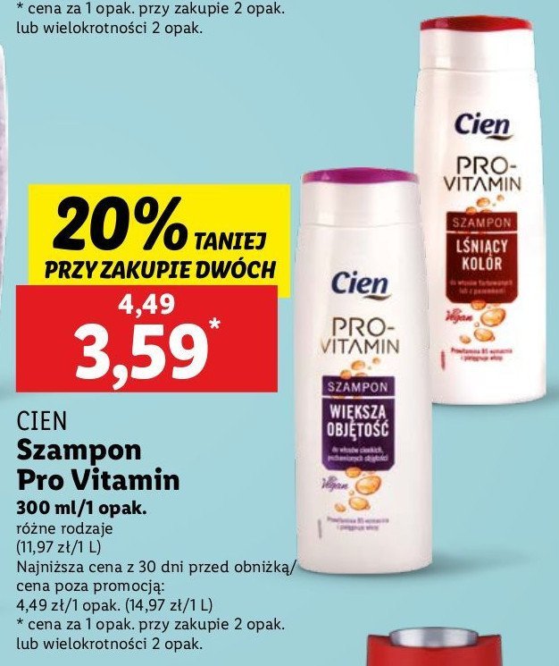 Szampon do włosów lśniący kolor Cien pro vitamin promocja