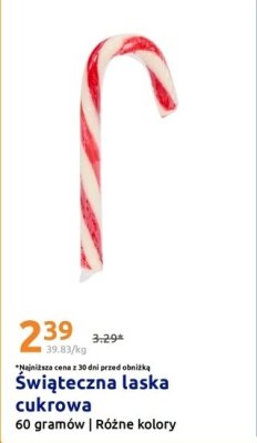 Świąteczna laska cukrowa różne kolory promocja w Action