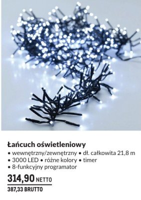 Łańcuch oświetleniowy wewnętrzny/zewnętrzny 21,8 m 3000 LED promocja w Makro