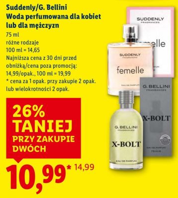 Woda perfumowana dla kobiet lub dla mężczyzn Suddenly/G. Bellini promocja w Lidl