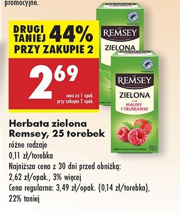 Herbata pure green Remsey promocja w Biedronka