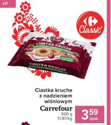 Ciastka kruche z nadzieniem o smaku wiśniowym Carrefour promocja