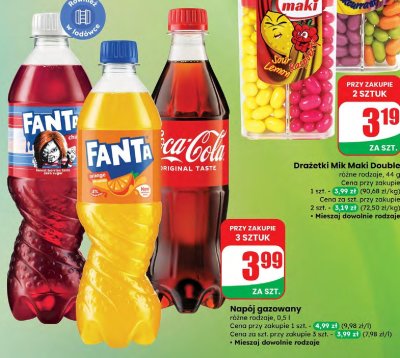 Napój gazowany Fanta, Coca-Cola różne rodzaje promocja w Dino
