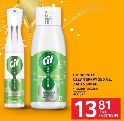 CIF INFINITE CLEAN SPRAY 280 ML, ZAPAS 590 ML różne rodzaje promocja w Selgros
