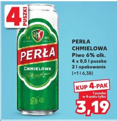 Piwo Perła chmielowa 6% alk. promocja w Kaufland