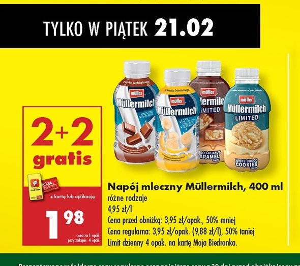 Napój mleczny choco-peanut-caramel Mullermilch limited promocja w Biedronka