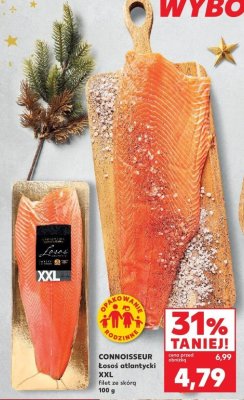 Łosoś atlantycki filet ze skórą CONNOISSEUR XXL 100g promocja w Kaufland