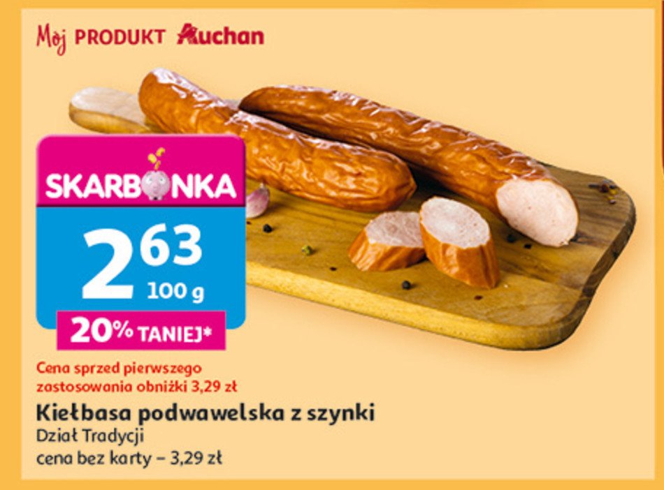 Kiełbasa podwawelska z szynki promocja w Auchan