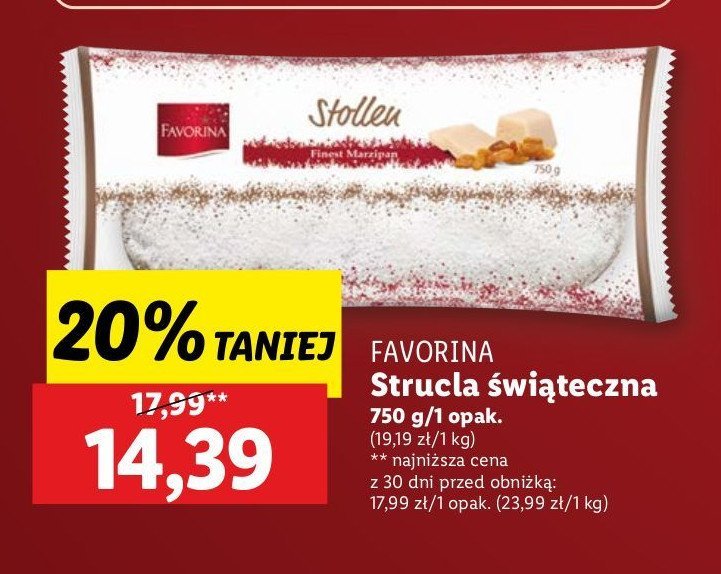 Strucla świąteczna migdałowa z rodzynkami Favorina promocja