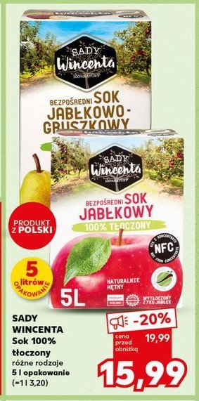 Sok jabłkowo-gruszkowy Sady wincenta promocja