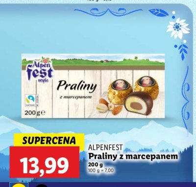 Praliny marcepanowe z kremem orzechowo-kakaowym w czekoladzie Alpen fest promocja