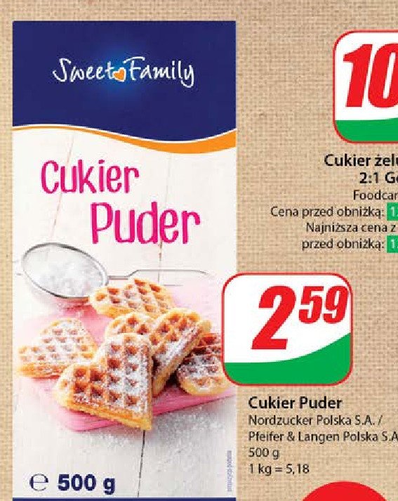 Cukier puder Sweet family promocja w Dino
