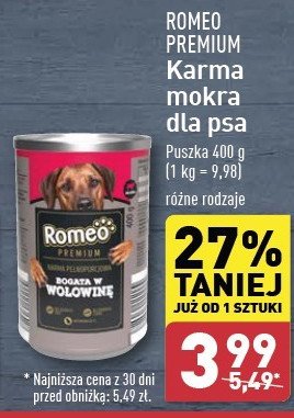 Karma dla psa bogata w wołowinę Romeo (karma) promocja