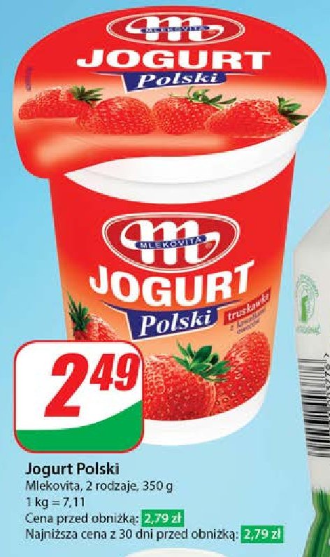 Jogurt truskawka Mlekovita jogurt polski promocja w Dino