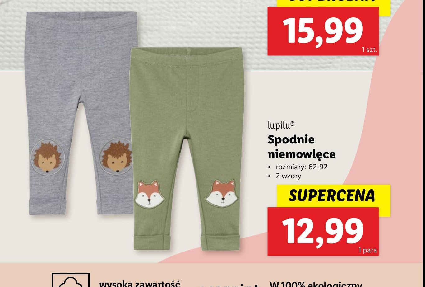 Spodnie niemowlęce 62-92 cm Lupilu promocja