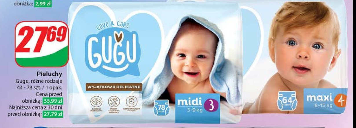 Pieluchy midi Gugu classic promocja w Dino