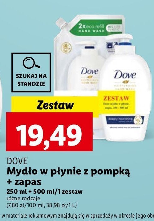 Mydło w płynie original 250 ml + zapas 500 ml Dove caring hand wash promocja