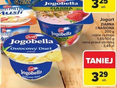 Jogurt 8 zbóż, musli Zott Jogobella różne rodzaje promocja w Carrefour