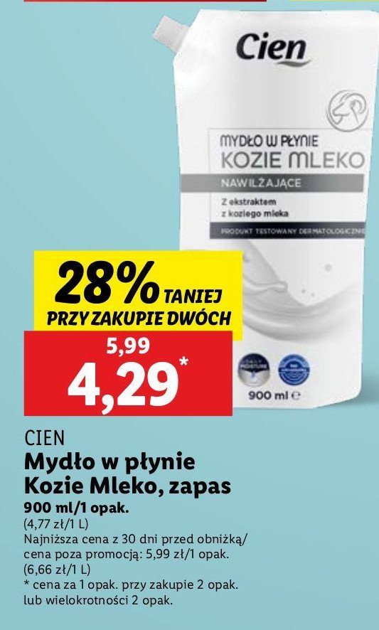 Mydło w płynie kozie mleko Cien promocja