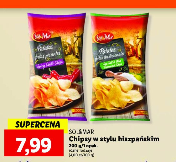 Chipsy w stylu hiszpańskim pikantne chili Sol&mar promocja