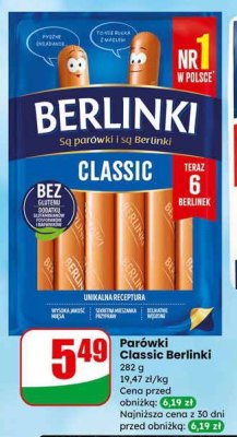 Parówki Classic Berlinki promocja w Dino