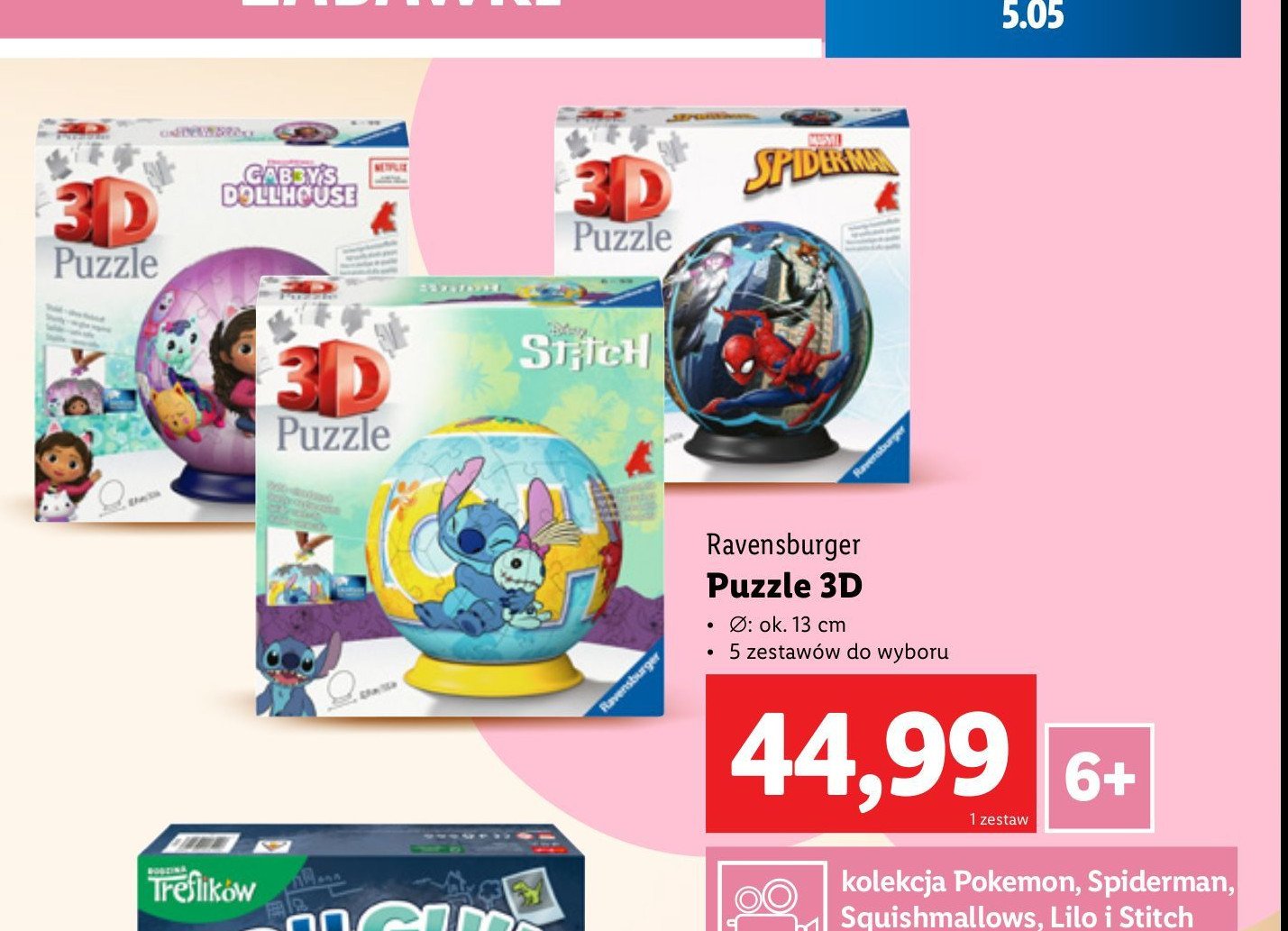 Puzzle 3d kula 72 el. koci domek gabby Ravensburger promocja