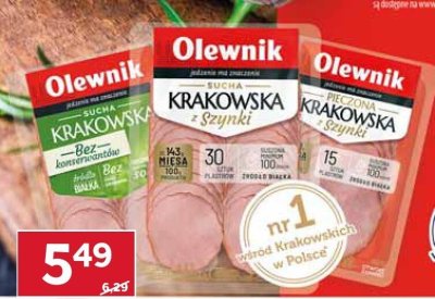 Kiełbasa sucha krakowska z szynki Olewnik promocja w Stokrotka