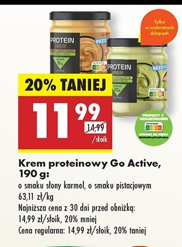 Krem proteinowy słony karmel Go active promocja w Biedronka