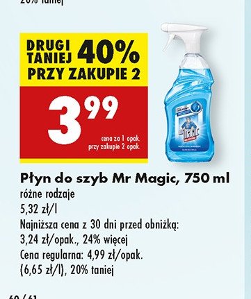 Płyn do szyb blask bez smug Mr magic promocja