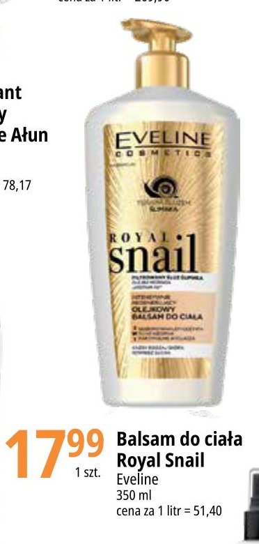 Balsam do ciała intensywnie regenerujący ze śluzem ślimaka Eveline royal snail promocja