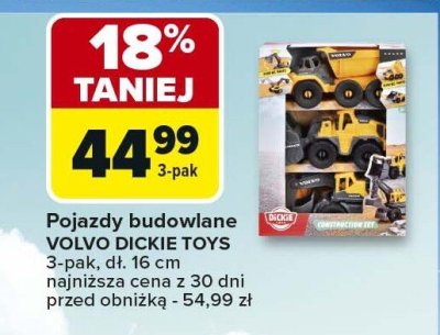 Pojazdy budowlane VOLVO DICKIE TOYS 3-pak, dł. 16 cm promocja w Carrefour
