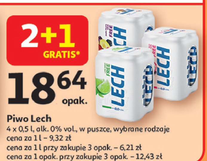 Piwo Lech free dragon fruit grape promocja w Auchan