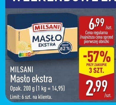 Masło ekstra MILSANI promocja w Aldi
