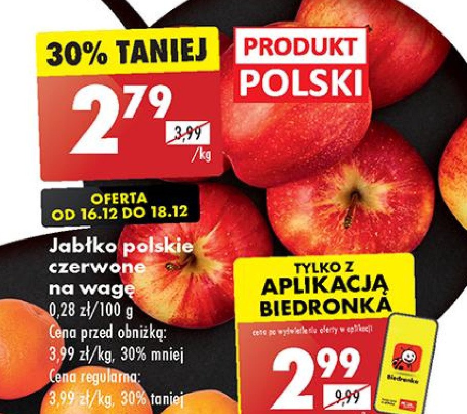 Jabłka czerwone polskie promocja w Biedronka