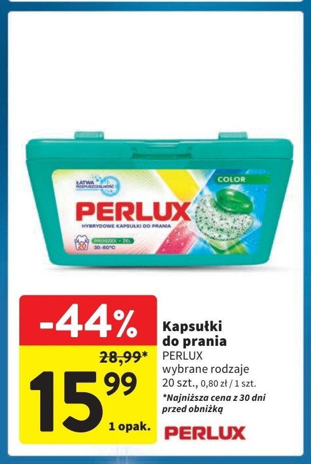 Kapsułki do prania color Perlux promocja w Intermarche