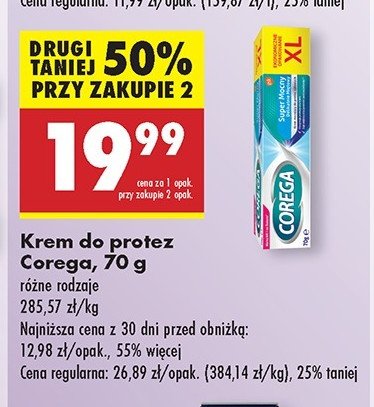Krem mocujący do protez delikatnie miętowy Corega super mocny promocja w Biedronka