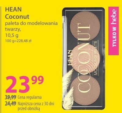 Paleta do modelowania twarzy HEAN Coconut promocja w Hebe