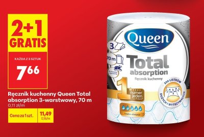 Ręcznik kuchenny Queen Total absorption 3-warstwowy 70m promocja w Biedronka