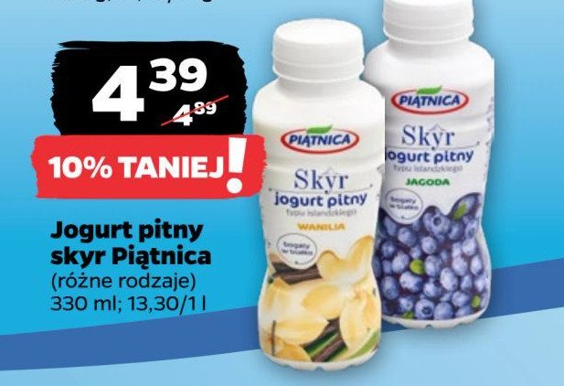 Jogurt pitny jagoda Piątnica skyr promocja