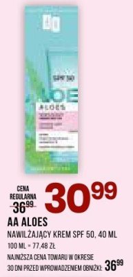Krem AA Aloes nawilżający krem SPF 50 promocja w Drogerie Natura