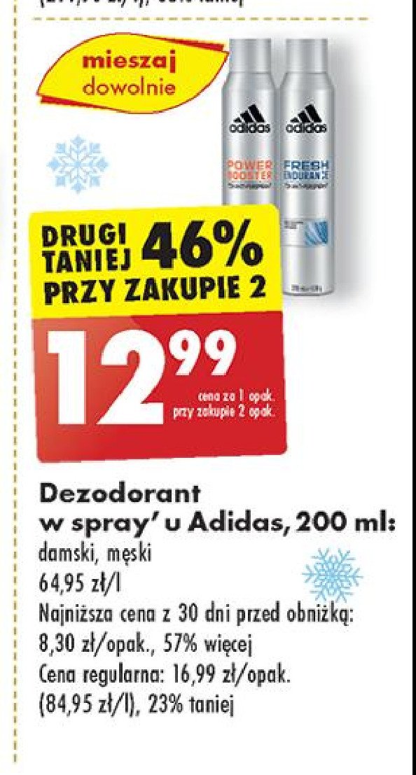 Dezodorant Adidas men fresh enduranc promocja w Biedronka