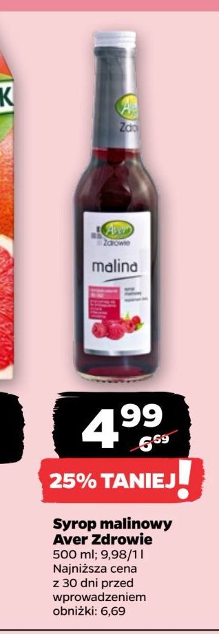 Syrop malina AVER promocja w Netto