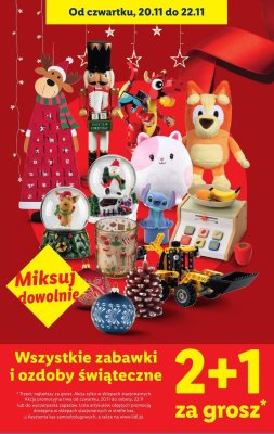 Wszystkie zabawki i ozdoby świąteczne 2+1 promocja w Lidl