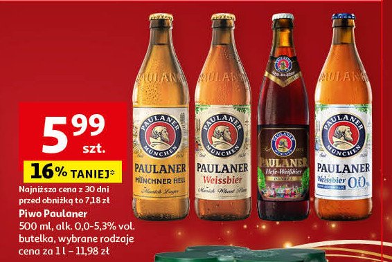 Piwo Paulaner hefe-weissbier dunkel promocja w Auchan