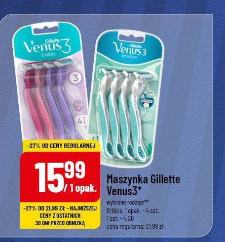 Maszynki do golenia pink Gillette venus 3 promocja