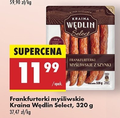 Frankfurterki z szynki Kraina wędlin select promocja w Biedronka
