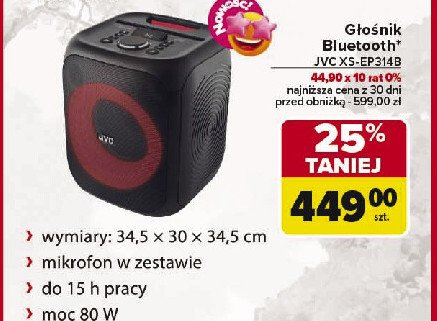 Głośnik xs-ep314b Jvc promocja w Carrefour